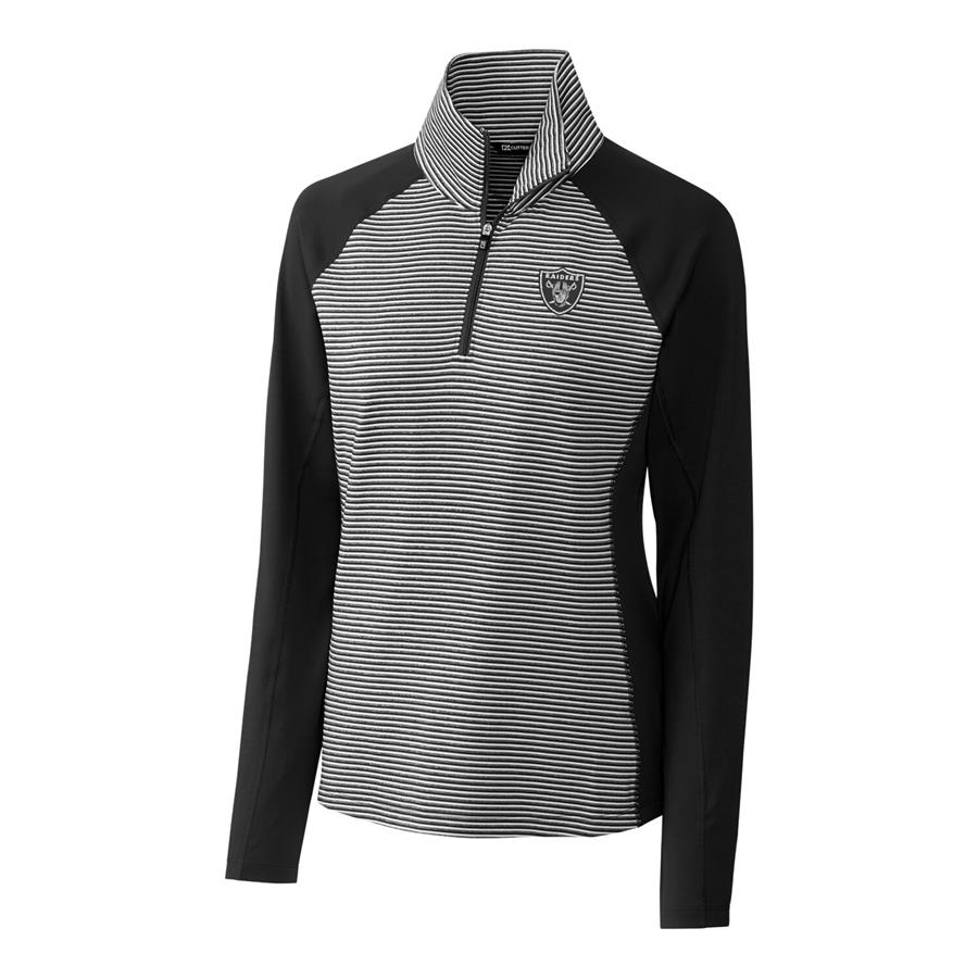 Las Vegas Raiders Cutter & Buck Women's Forge Tonal Stripe Half-Zip Pullover Jacket - Black