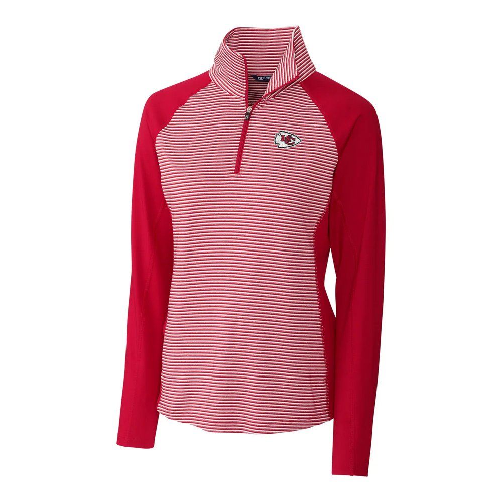 Kansas City Chiefs Cutter & Buck Women's Forge Tonal Stripe Half-Zip Pullover Jacket - Red