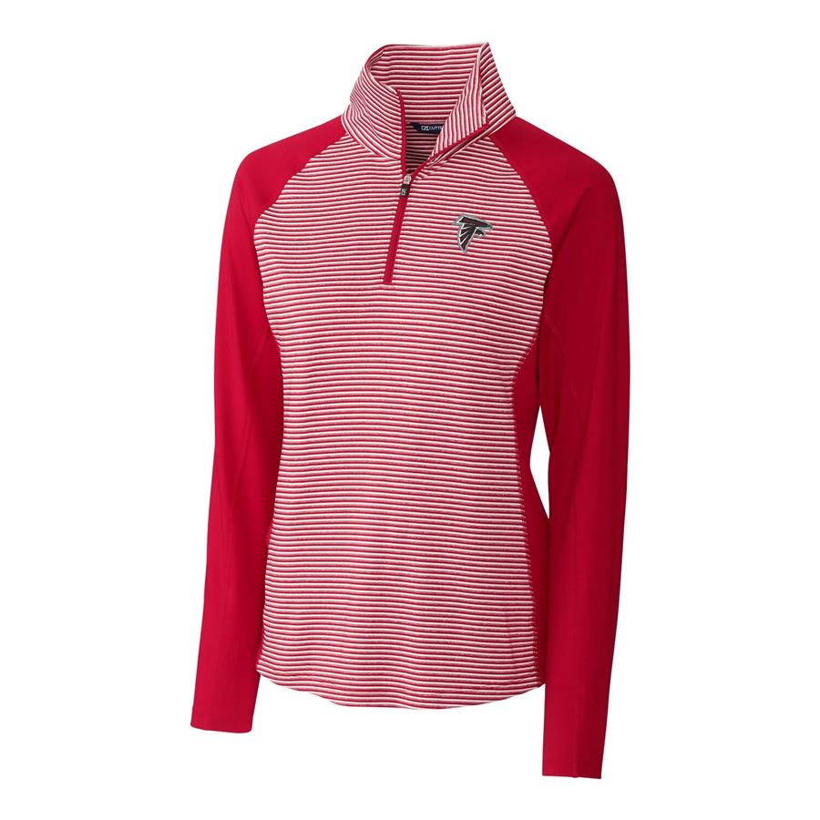 Atlanta Falcons Cutter & Buck Women's Forge Tonal Stripe Half-Zip Pullover Jacket - Red