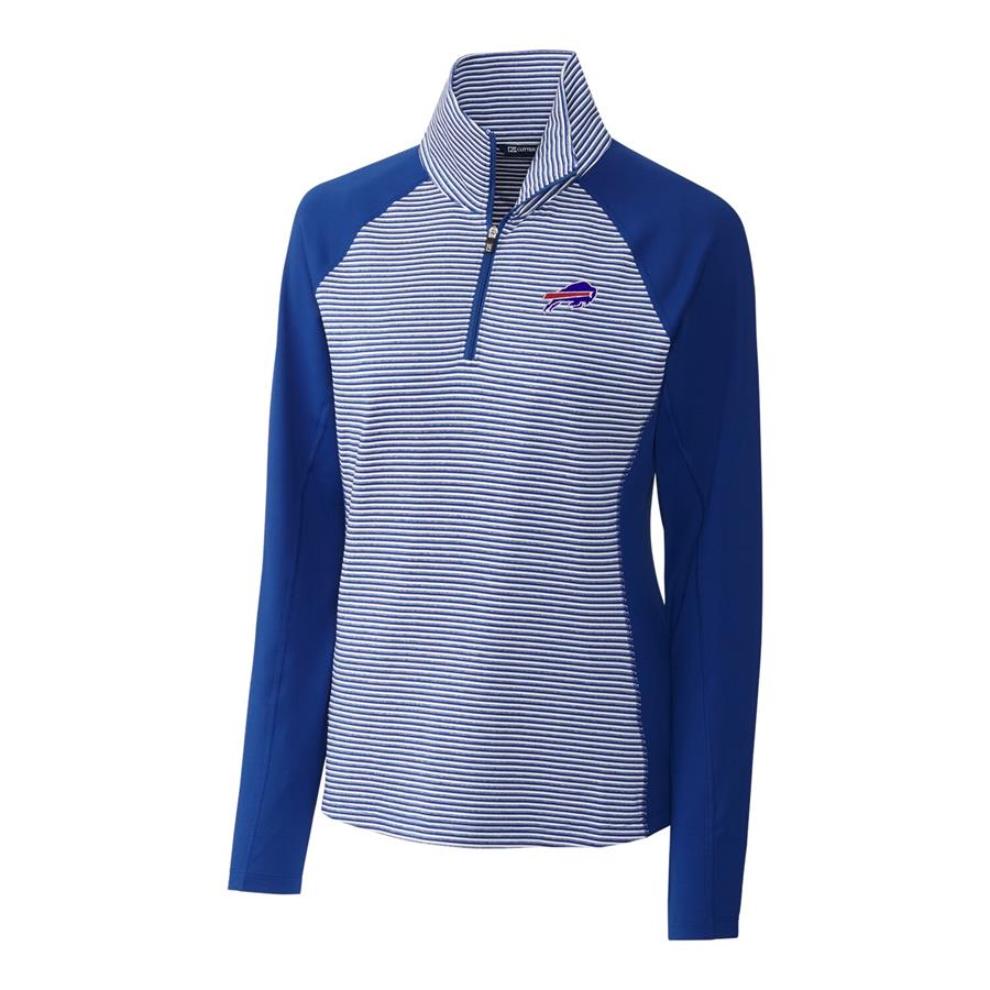 Buffalo Bills Cutter & Buck Women's Forge Tonal Stripe Half-Zip Pullover Jacket - Blue