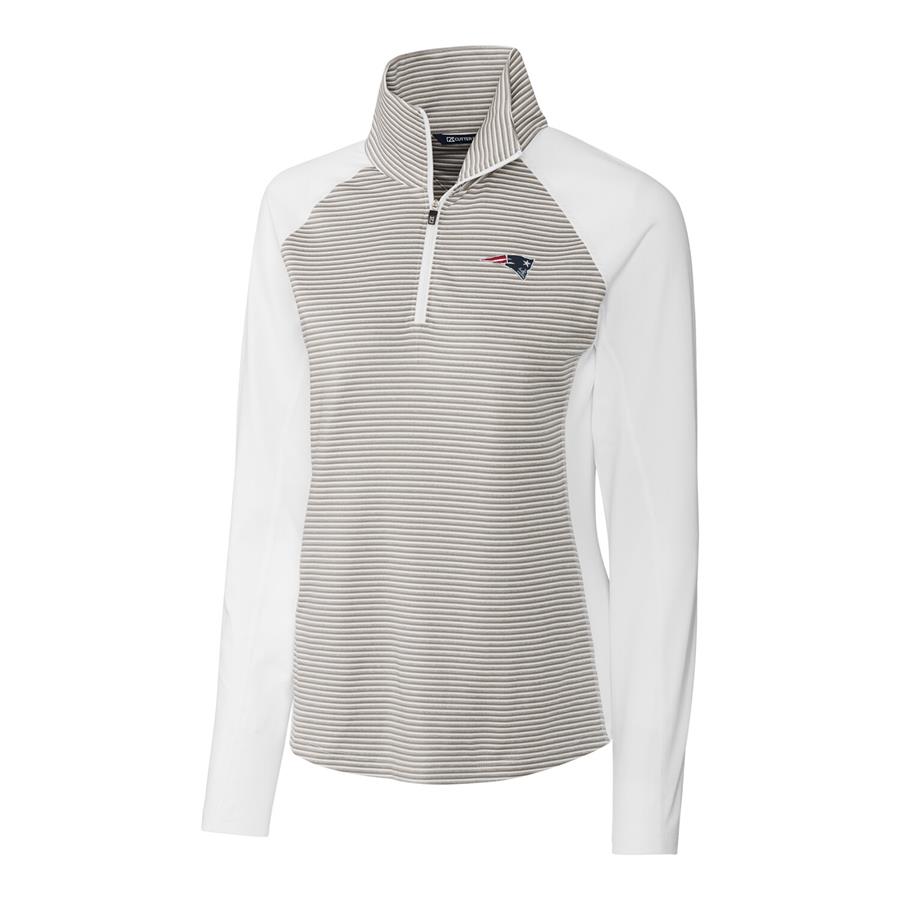 New England Patriots Cutter & Buck Women's Forge Tonal Stripe Half-Zip Pullover Jacket - White
