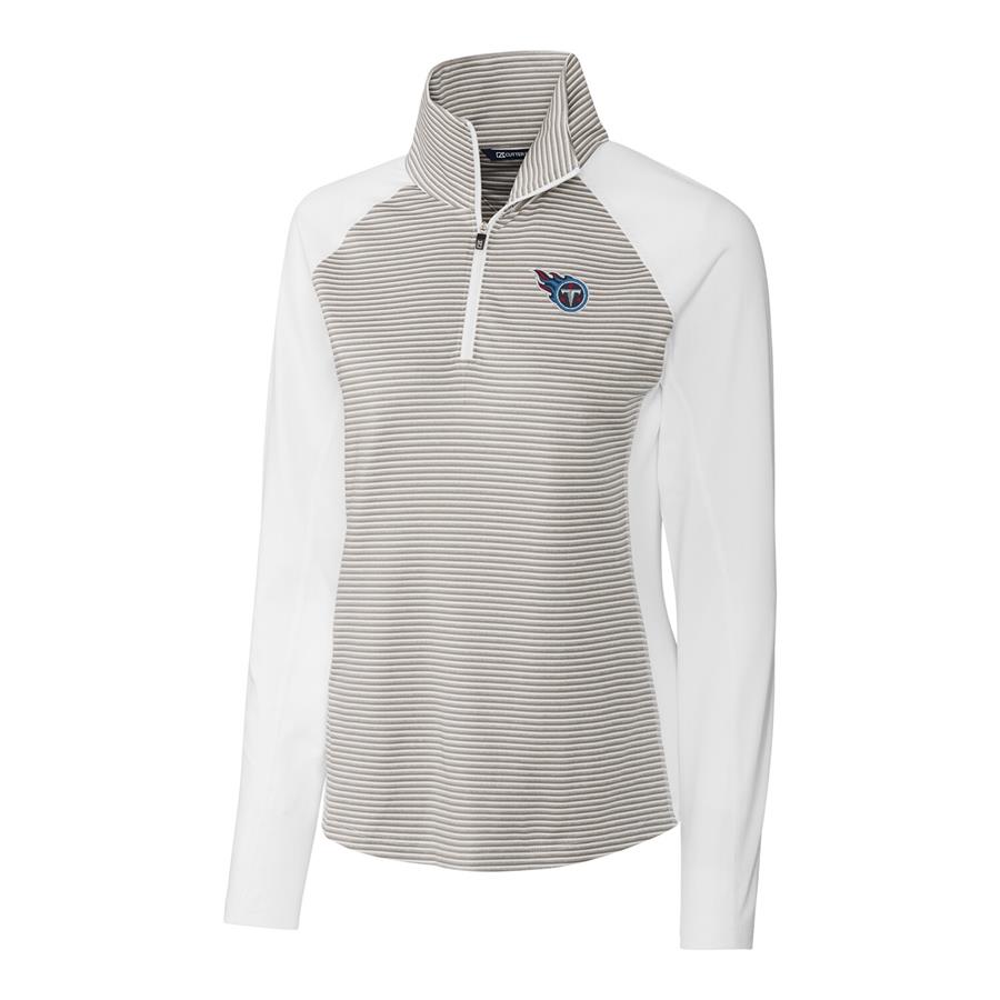 Tennessee Titans Cutter & Buck Women's Forge Tonal Stripe Half-Zip Pullover Jacket - White