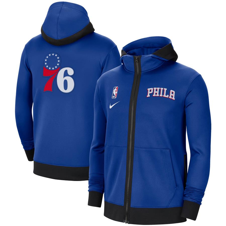 Philadelphia 76ers Nike Authentic Showtime Performance Full-Zip Hoodie Jacket - Royal