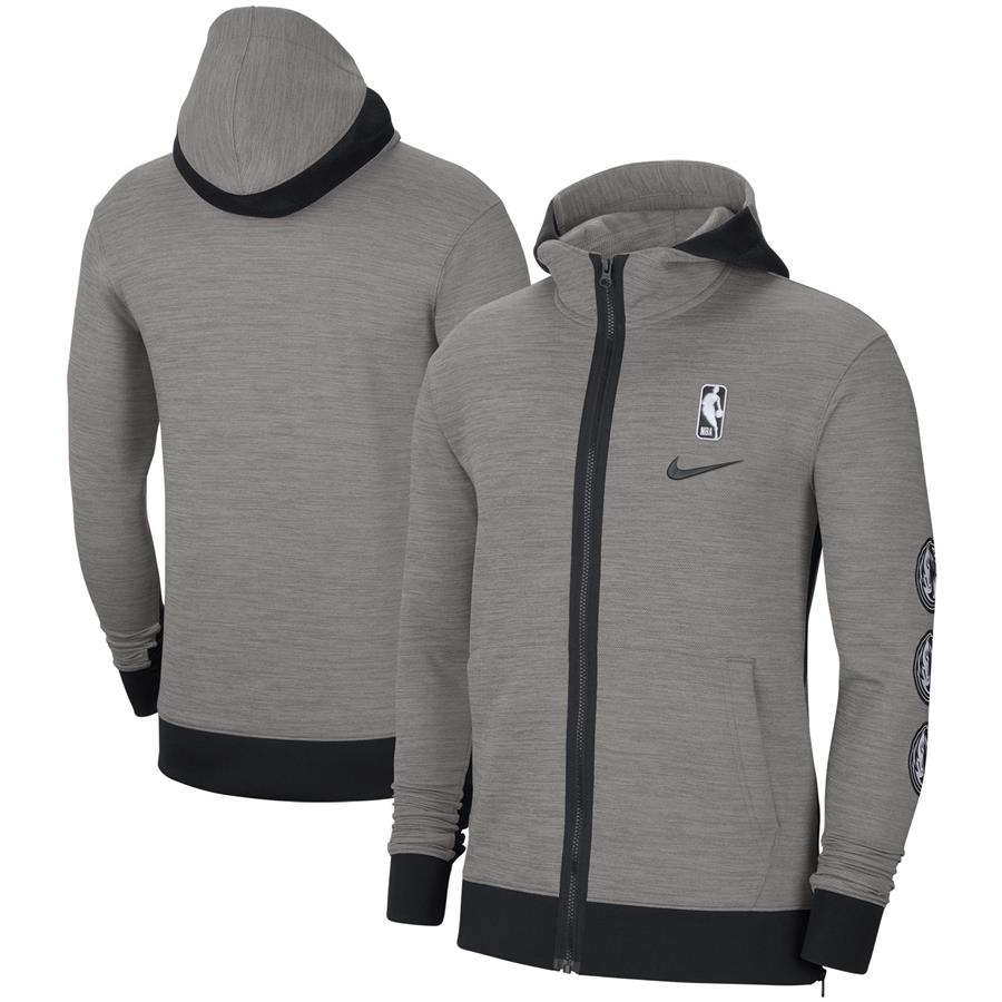 Dallas Mavericks Nike Authentic Showtime Performance Full-Zip Hoodie Jacket - Heathered Charcoal