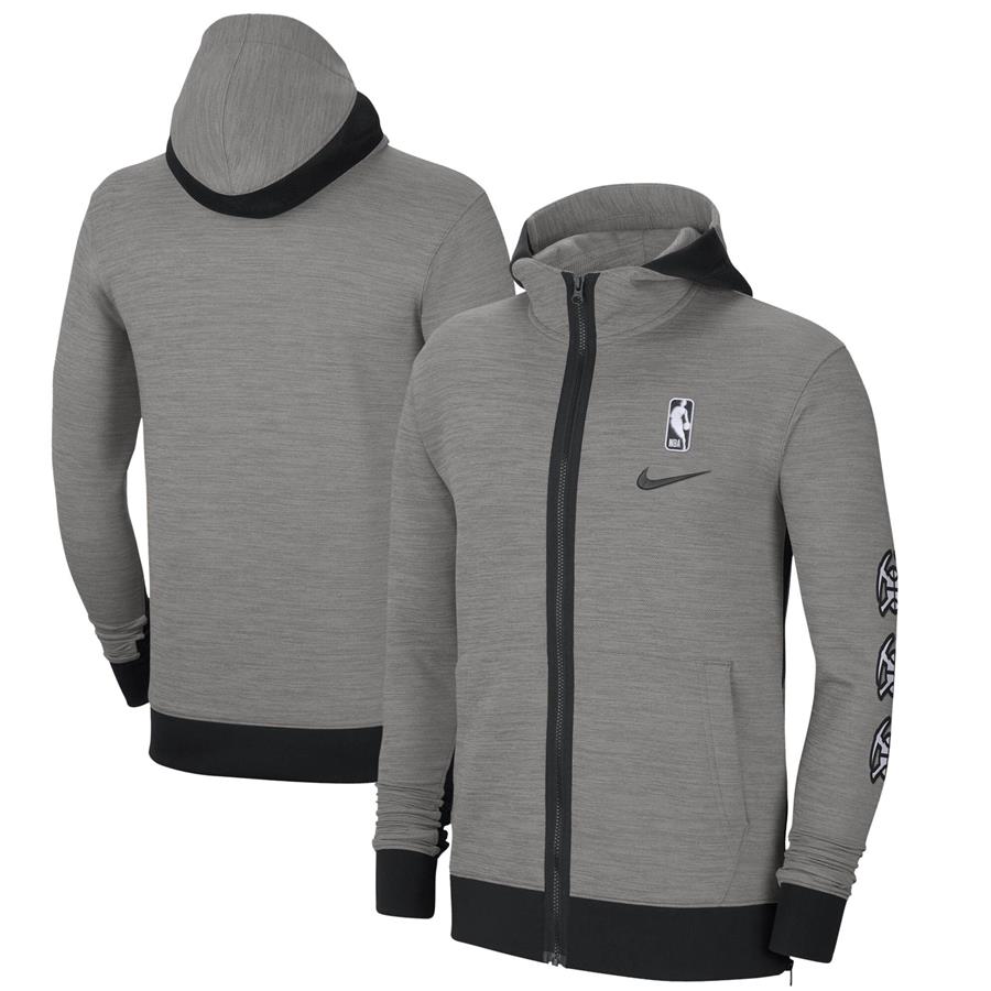 Denver Nuggets Nike Authentic Showtime Performance Full-Zip Hoodie Jacket - Heathered Charcoal