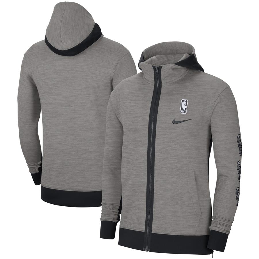 Milwaukee Bucks Nike Authentic Showtime Performance Full-Zip Hoodie Jacket - Heathered Charcoal