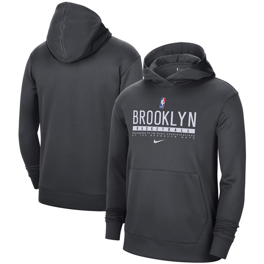 Brooklyn Nets Nike Spotlight On Court Practice Performance Pullover Hoodie - Charcoal