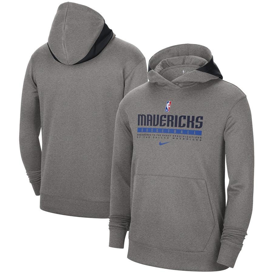 Dallas Mavericks Nike Spotlight On Court Practice Performance Pullover Hoodie - Heathered Charcoal