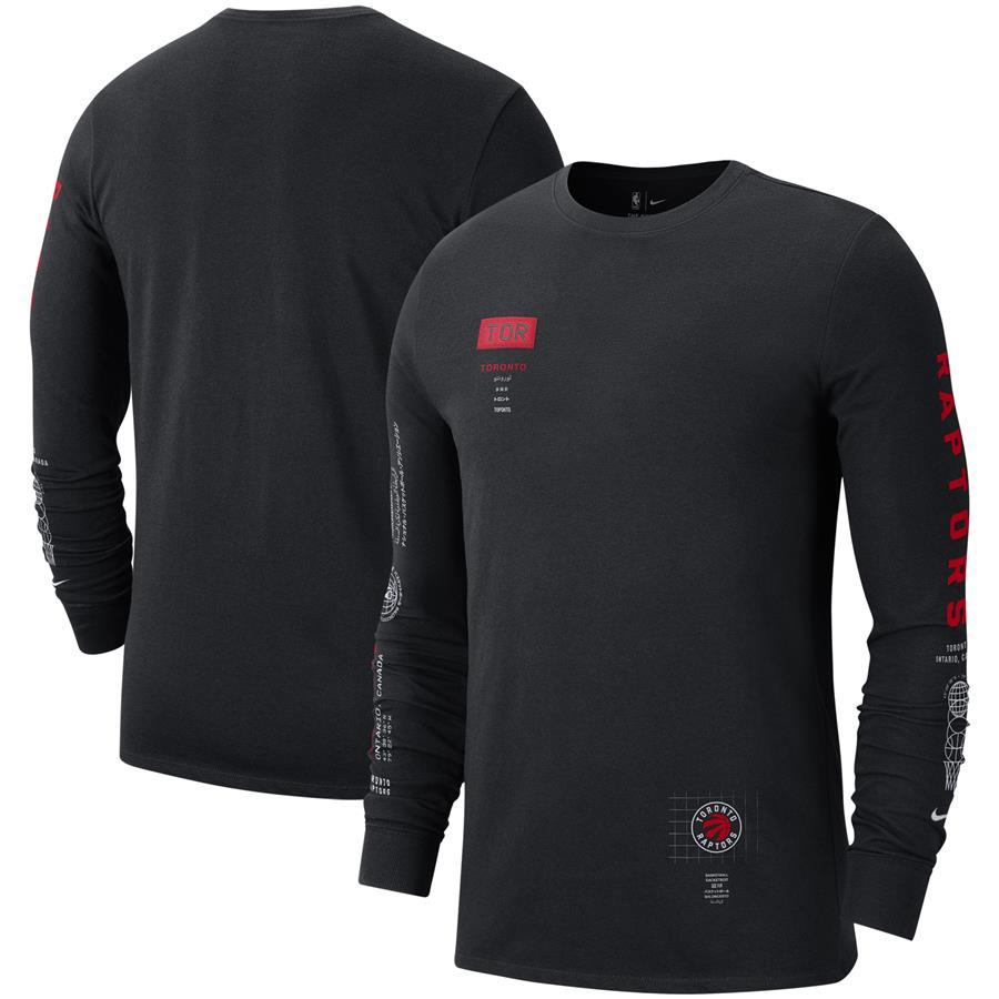 Toronto Raptors Nike Courtside Global Exploration Wordmark Long Sleeve T-Shirt - Black