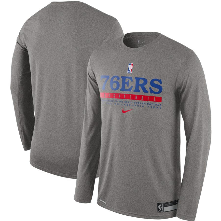 Philadelphia 76ers Nike Essential Practice Legend Performance Long Sleeve T-Shirt - Heathered Charcoal