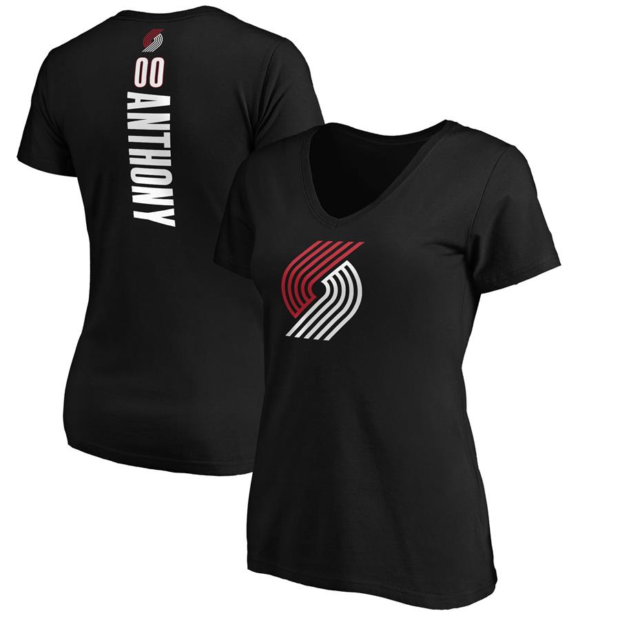 Carmelo Anthony Portland Trail Blazers Fanatics Branded Women's Playmaker Name & Number V-Neck T-Shirt - Black