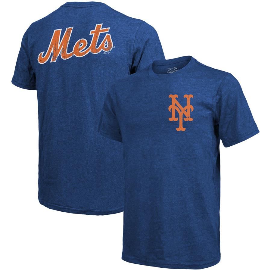 New York Mets Majestic Threads Throwback Logo Tri-Blend T-Shirt - Royal