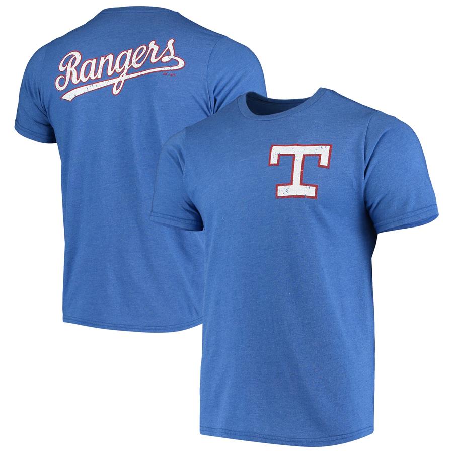 Texas Rangers Majestic Threads Throwback Logo Tri-Blend T-Shirt - Royal