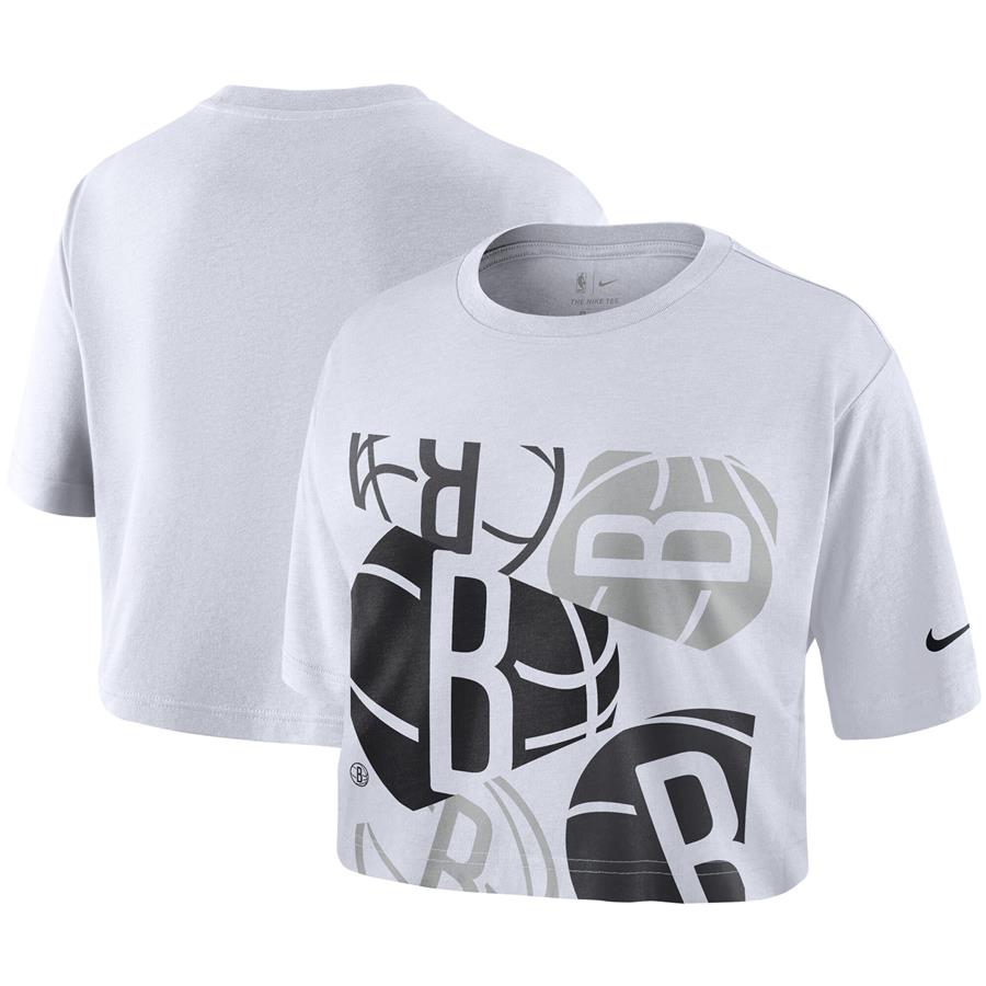 Brooklyn Nets Nike Women's Cropped T-Shirt - White