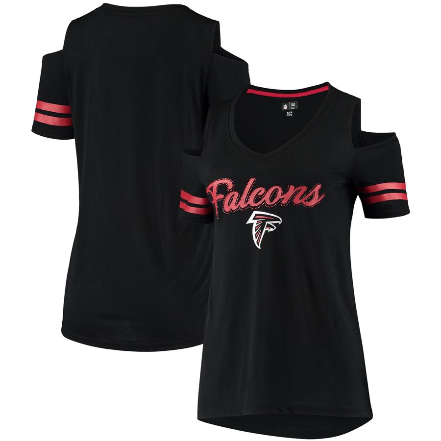 Atlanta Falcons G-III 4Her by Carl Banks Women's Cold Shoulder V-Neck T-Shirt - Black
