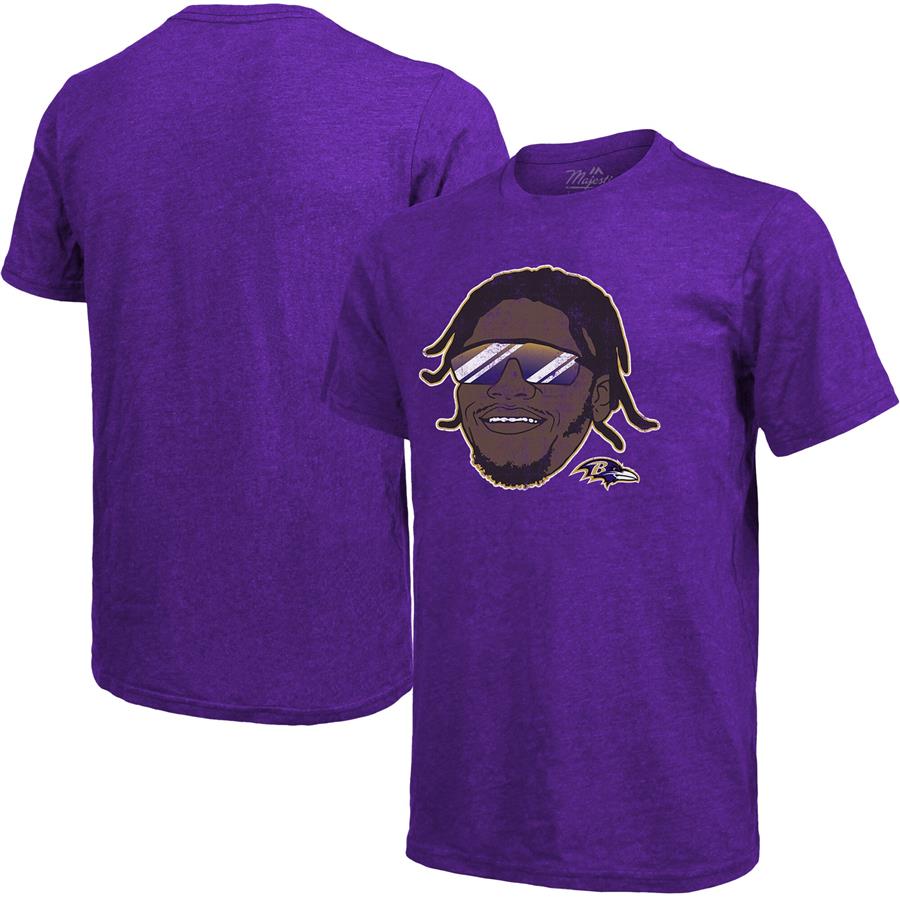 Lamar Jackson Baltimore Ravens Fanatics Branded Tri-Blend Player Graphic T-Shirt - Purple