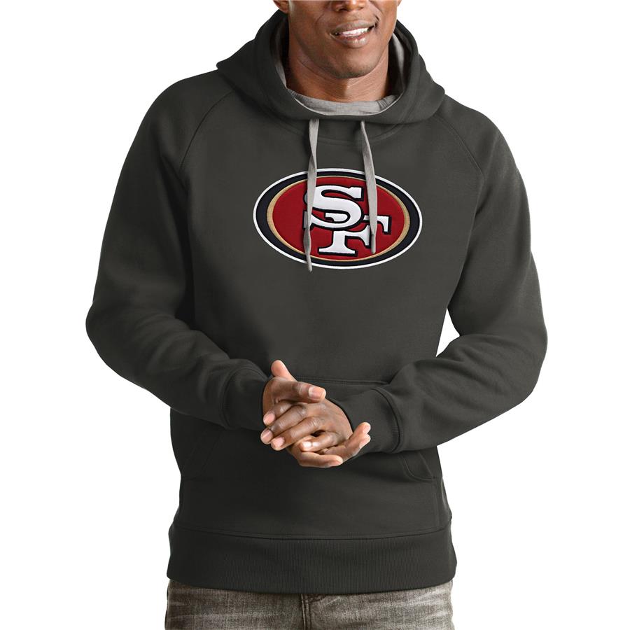 San Francisco 49ers Antigua Victory Pullover Hoodie - Charcoal