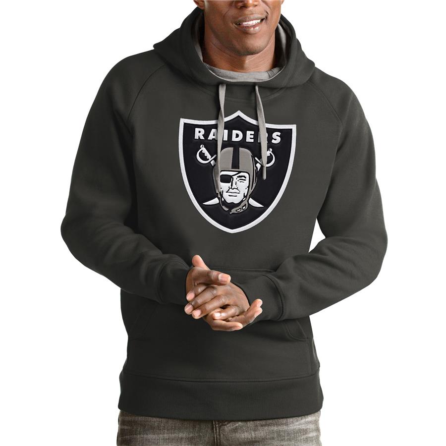 Las Vegas Raiders Antigua Victory Pullover Hoodie - Charcoal