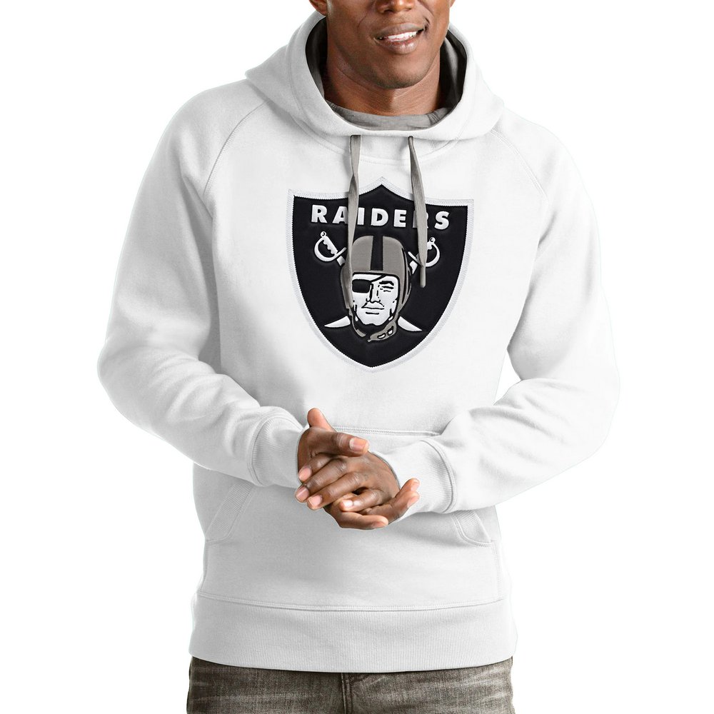Las Vegas Raiders Antigua Victory Pullover Hoodie - White