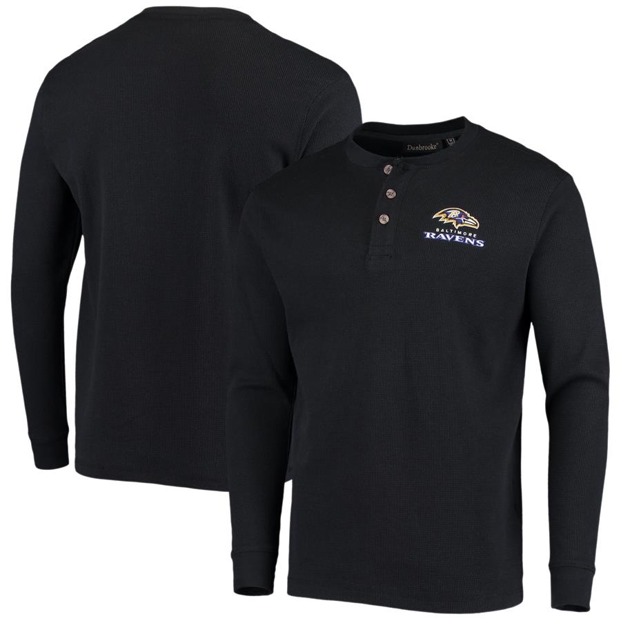 Baltimore Ravens Dunbrooke Logo Maverick Thermal Henley Long Sleeve T-Shirt - Black