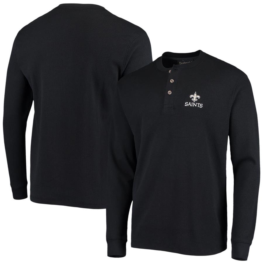 New Orleans Saints Dunbrooke Logo Maverick Thermal Henley Long Sleeve T-Shirt - Black