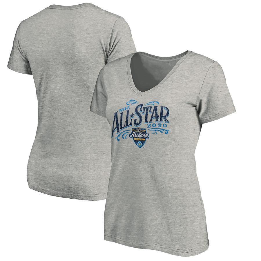 Fanatics Branded Women's 2020 NHL All-Star Game Riverfront V-Neck T-Shirt - Heather Gray