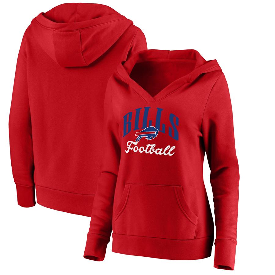 Buffalo Bills Fanatics Branded Women's Team Victory Script Crossover Pullover Hoodie - Red