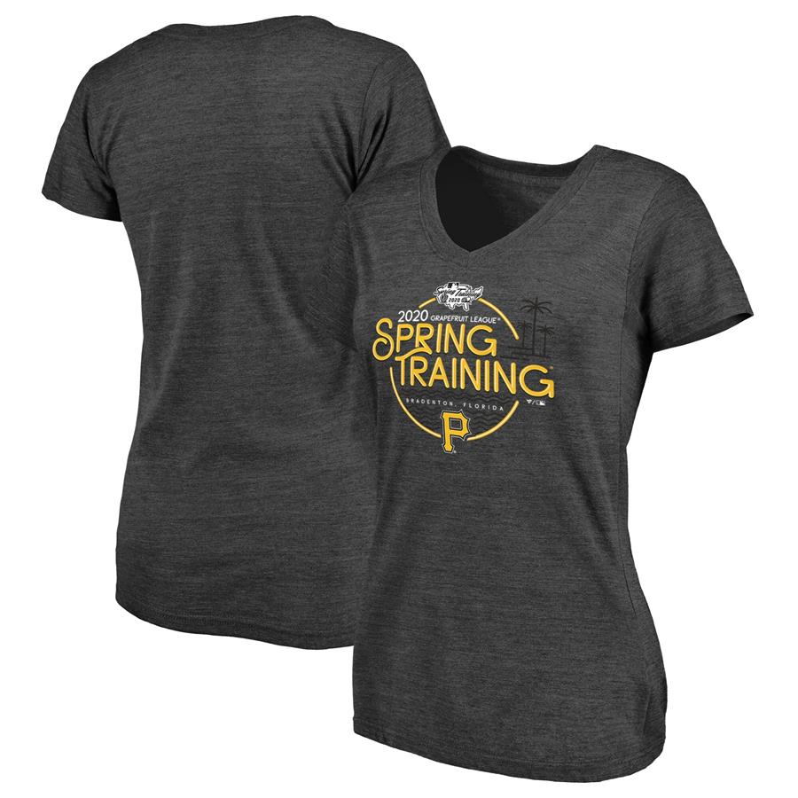 Pittsburgh Pirates Fanatics Branded Women's 2020 Spring Training Round Trip Tri-Blend V-Neck T-Shirt - Black