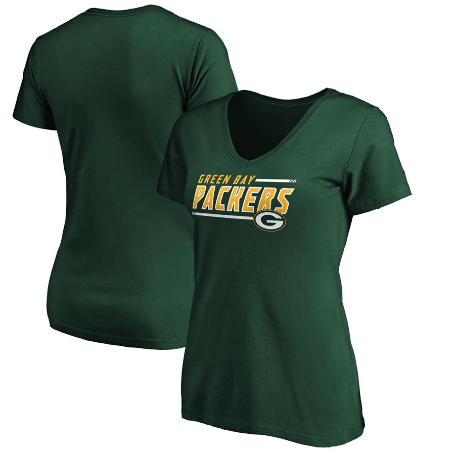 Green Bay Packers Fanatics Branded Women's Mascot In Bounds V-Neck T-Shirt - Green