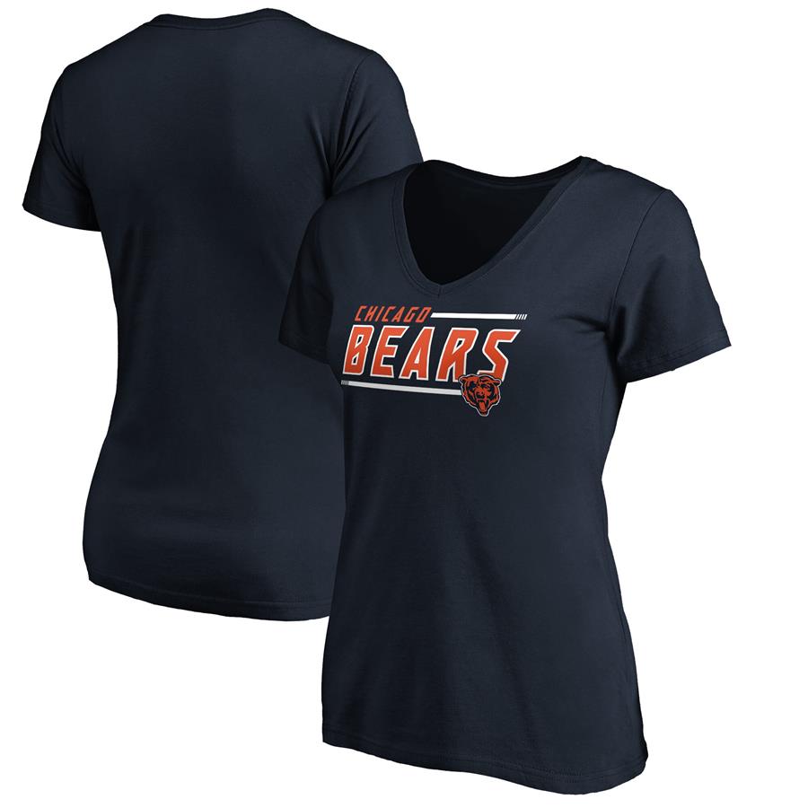 Chicago Bears Fanatics Branded Women's Mascot In Bounds V-Neck T-Shirt - Navy