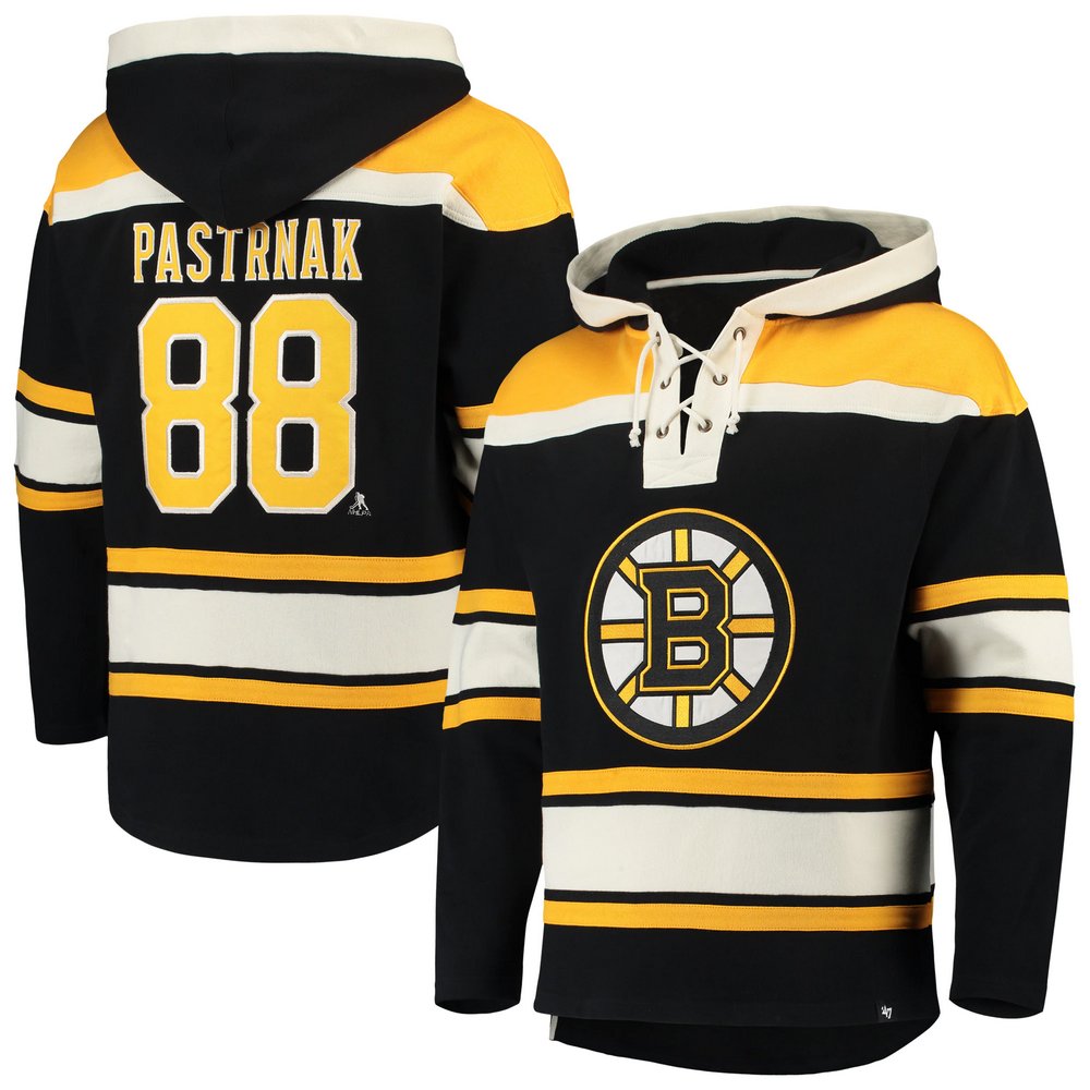 David Pastrnak Boston Bruins '47 Player Lacer Pullover Hoodie - Black