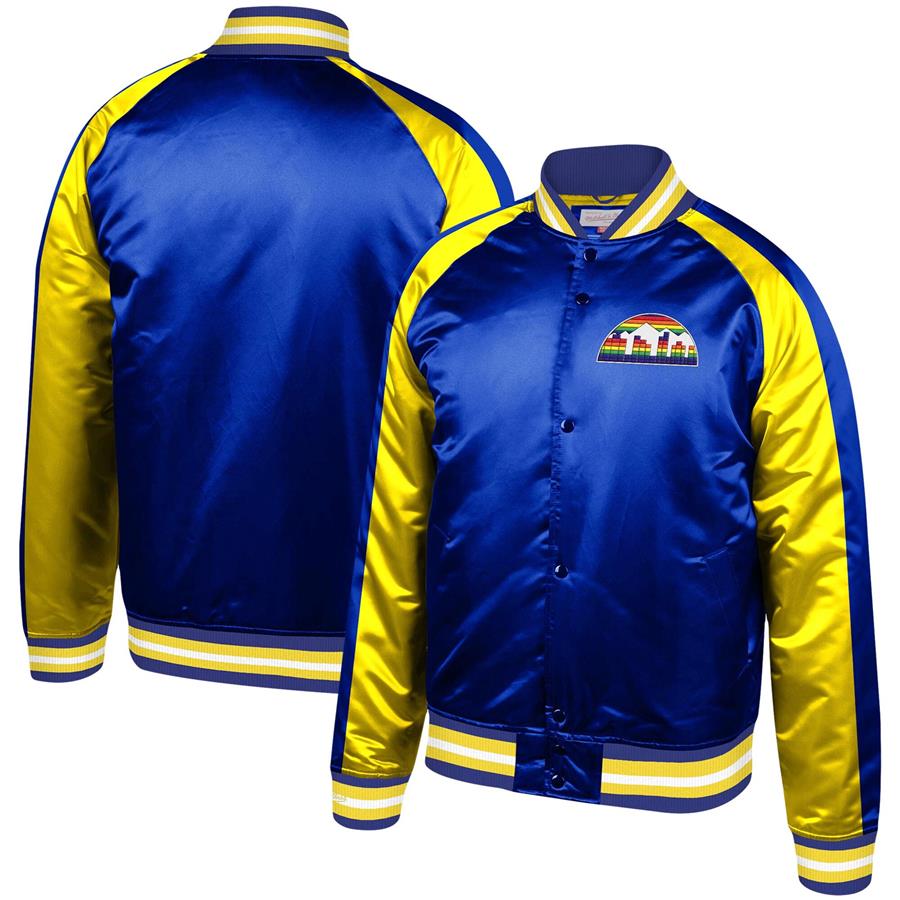 Denver Nuggets Mitchell & Ness Hardwood Classics Colorblock Satin Raglan Full-Snap Jacket - Royal
