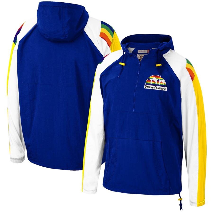 Denver Nuggets Mitchell & Ness Hardwood Classics Anorak Half-Zip Pullover Hoodie Windbreaker Jacket - Royal
