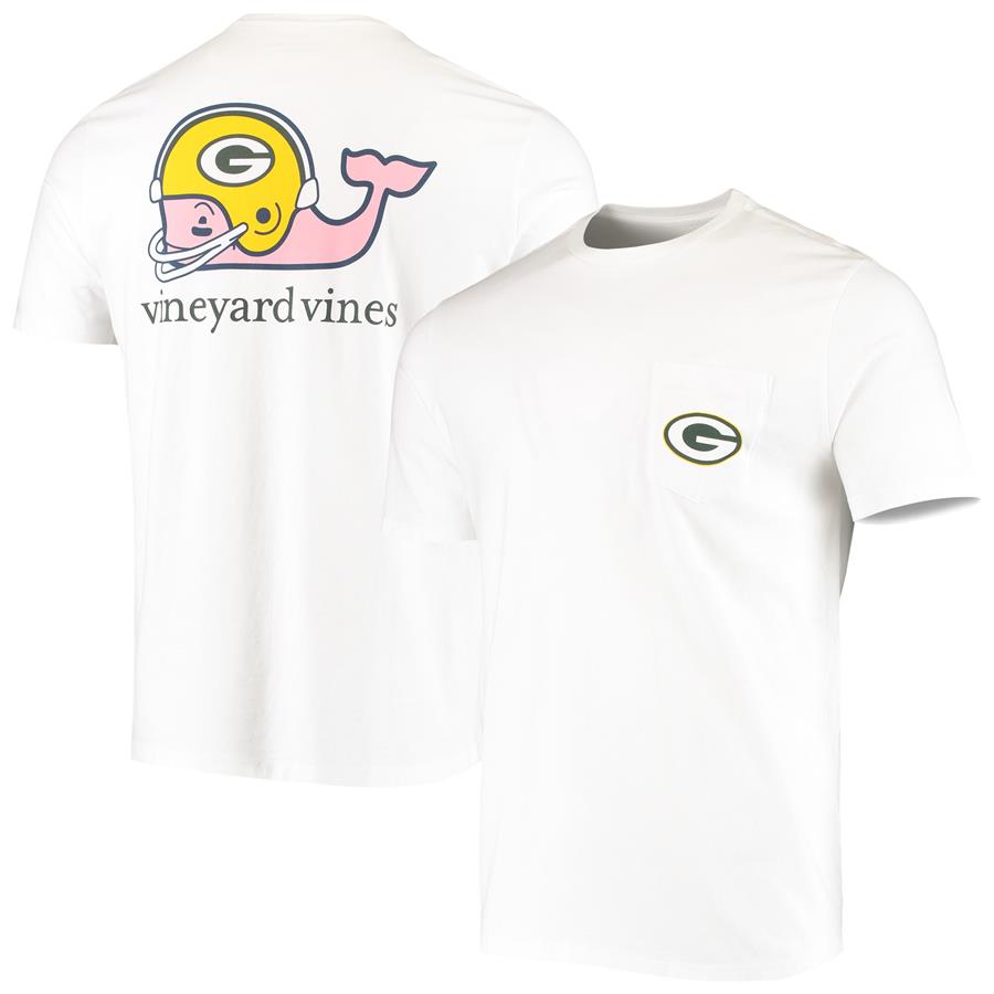 Green Bay Packers Vineyard Vines Team Whale Helmet T-Shirt - White