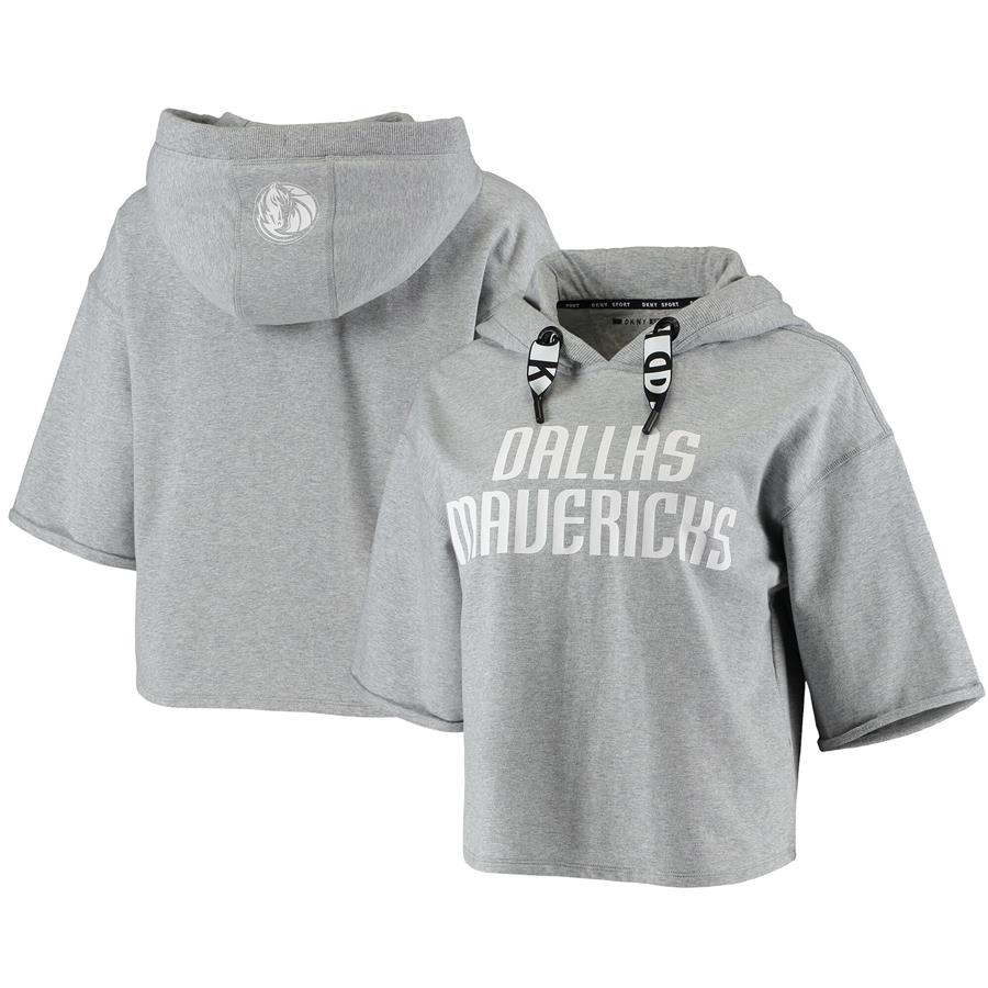 Dallas Mavericks DKNY Sport Women's Emma Cropped Pullover Hoodie - Gray