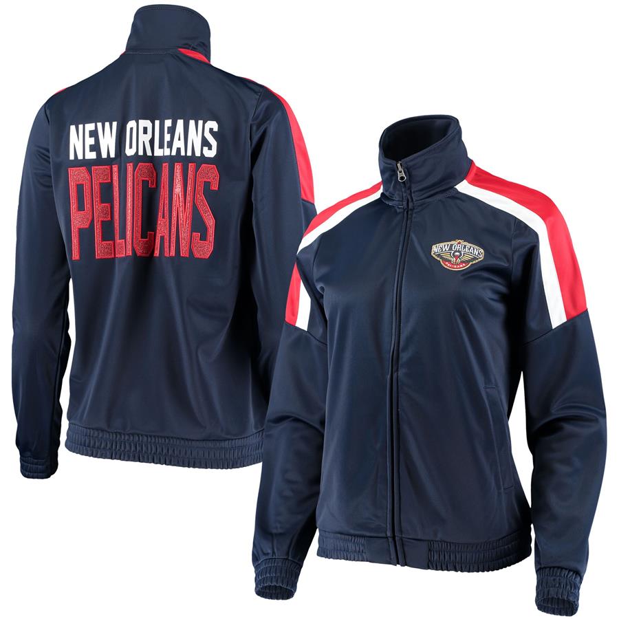New Orleans Pelicans G-III 4Her by Carl Banks Women's Jump Shot Full-Zip Track Jacket - Navy