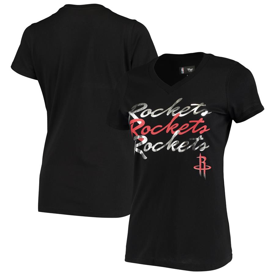 Houston Rockets G-III 4Her by Carl Banks Women's Power Forward Foil V-Neck T-Shirt - Black