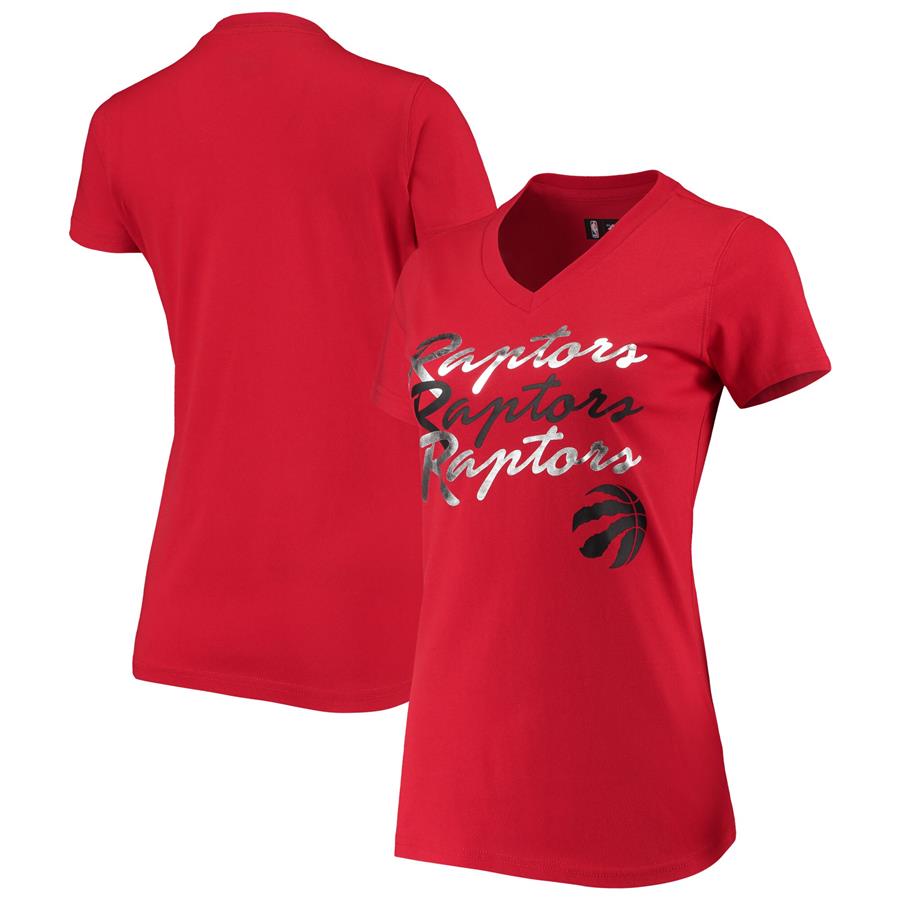 Toronto Raptors G-III 4Her by Carl Banks Women's Power Forward Foil V-Neck T-Shirt - Red