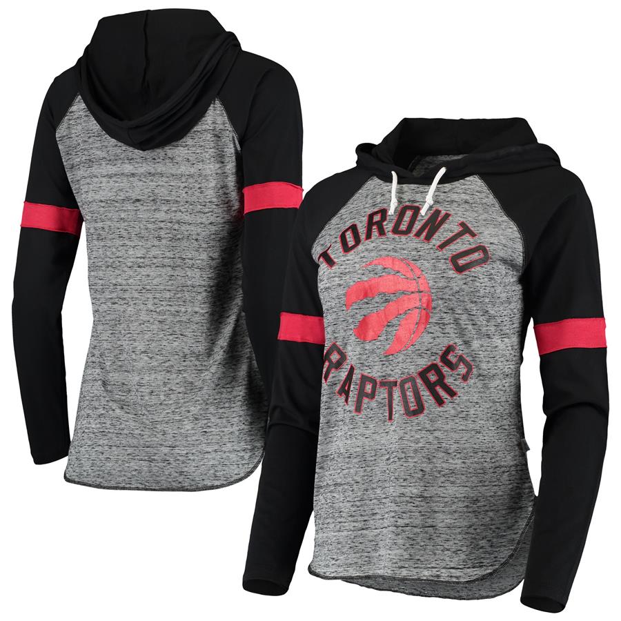 Toronto Raptors Touch Women's Season Opener Raglan Hoodie Long Sleeve T-Shirt - Black