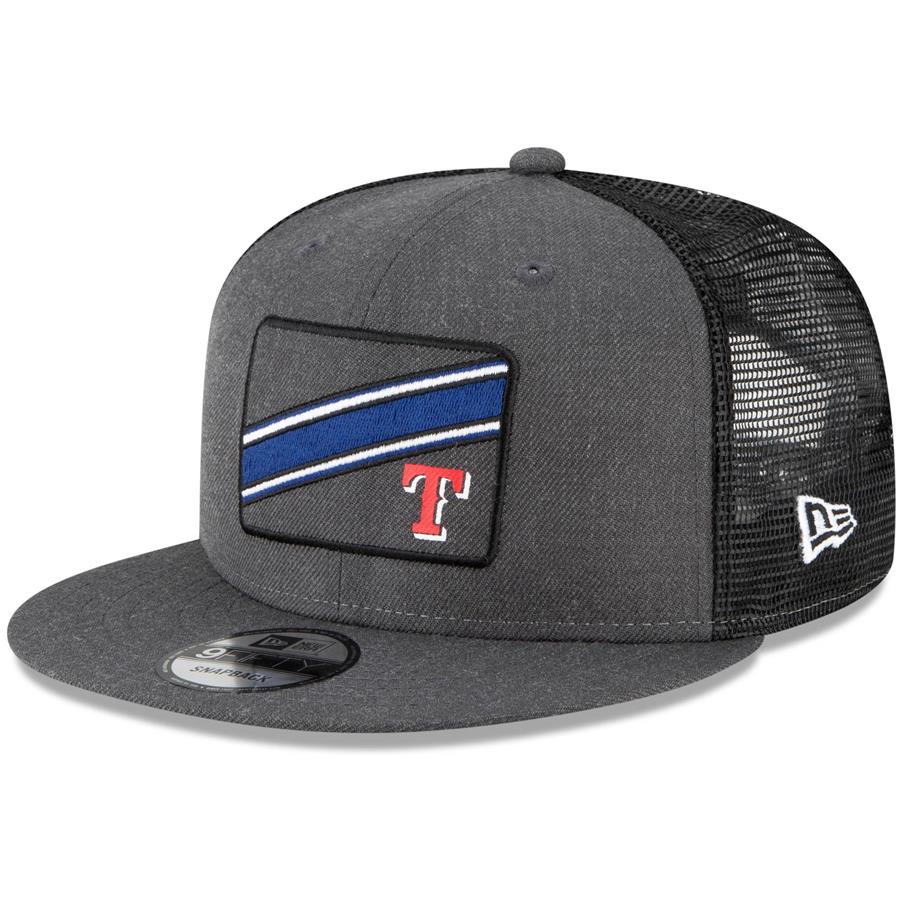 Texas Rangers New Era Slant Trucker 9FIFTY Snapback Hat - Charcoal