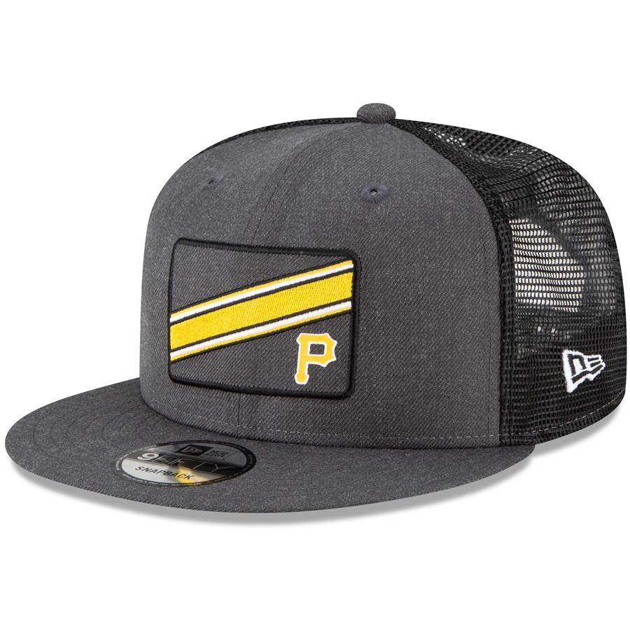 Pittsburgh Pirates New Era Slant Trucker 9FIFTY Snapback Hat - Charcoal