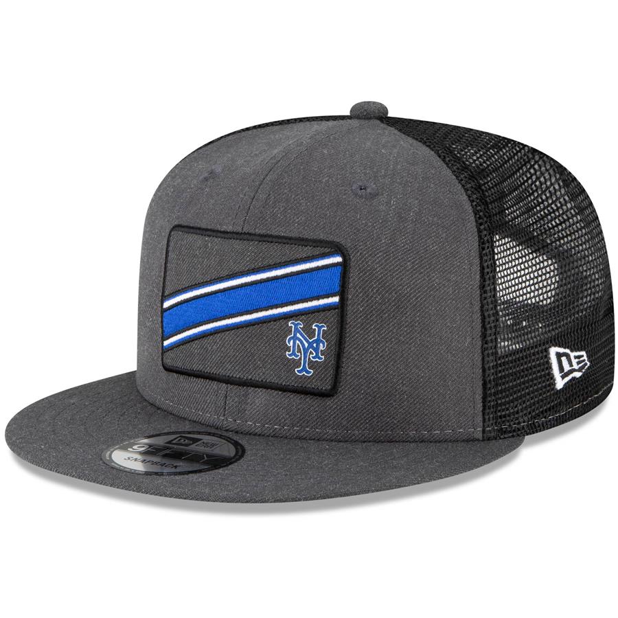 New York Mets New Era Slant Trucker 9FIFTY Snapback Hat - Charcoal