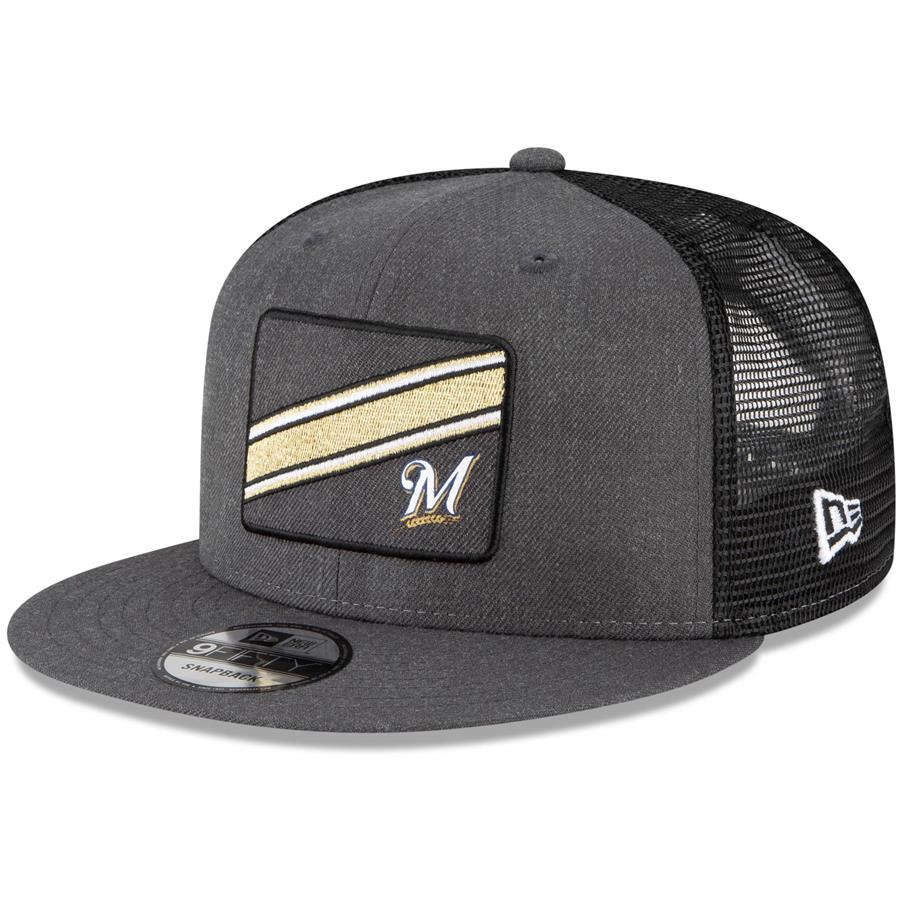 Milwaukee Brewers New Era Slant Trucker 9FIFTY Snapback Hat - Charcoal