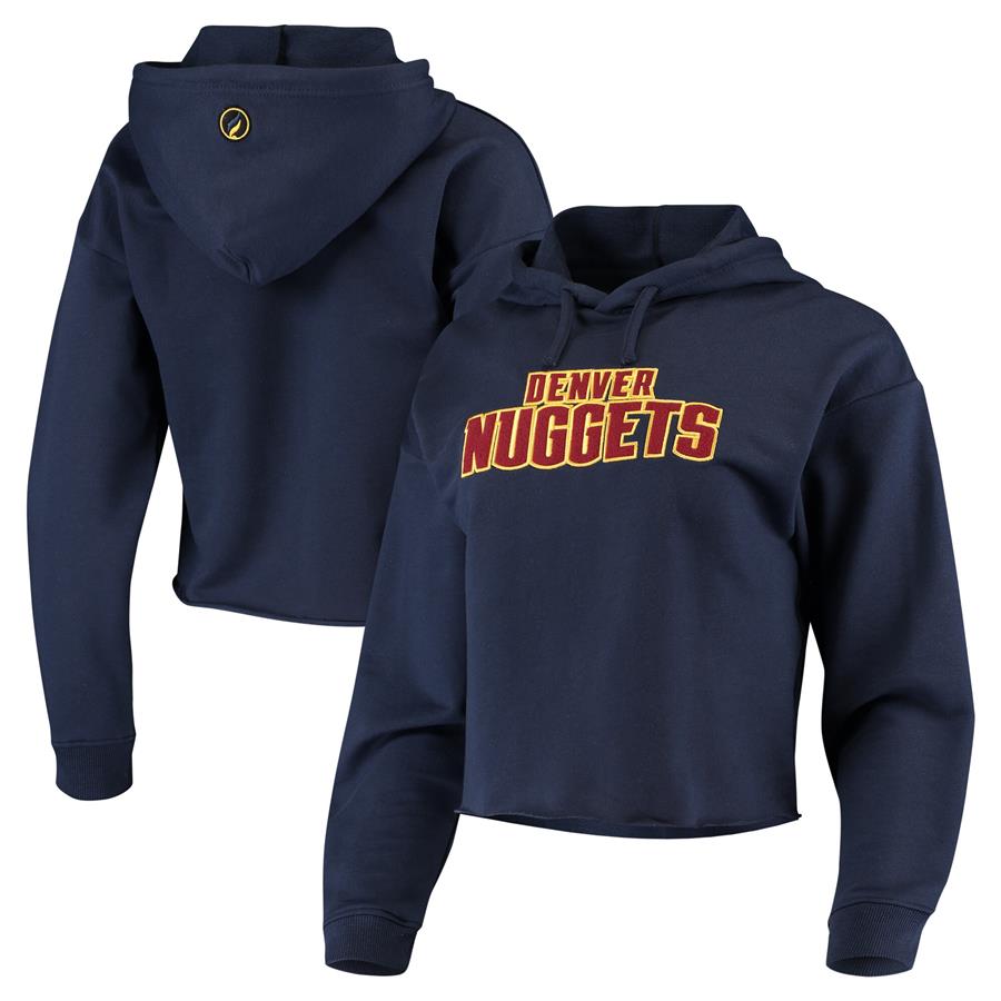 Denver Nuggets FISLL Women's Logo Cropped Pullover Hoodie - Navy