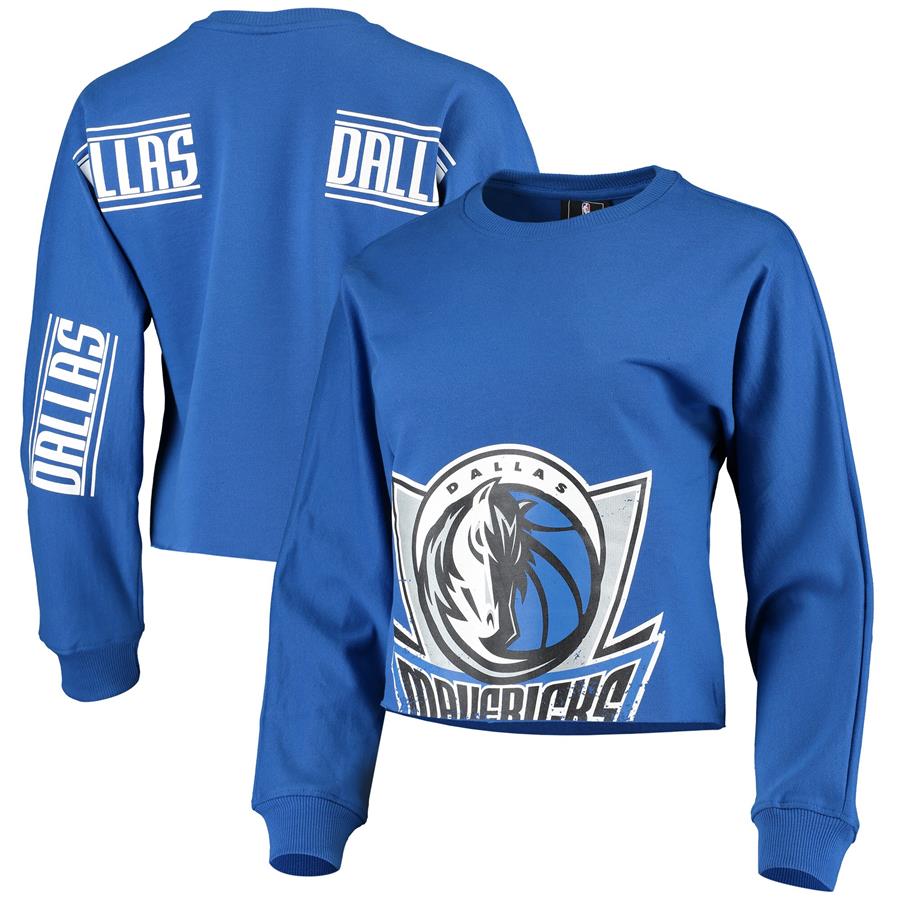Dallas Mavericks FISLL Women's Cropped Long Sleeve T-Shirt - Blue