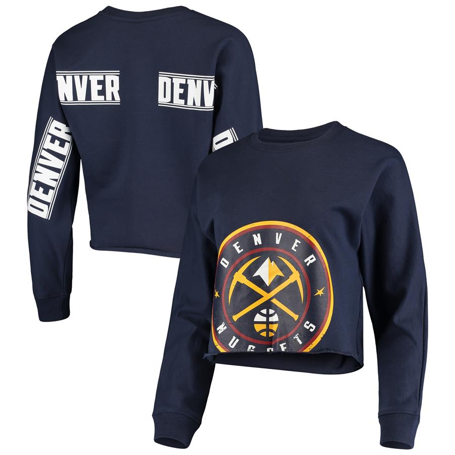 Denver Nuggets FISLL Women's Cropped Long Sleeve T-Shirt - Navy