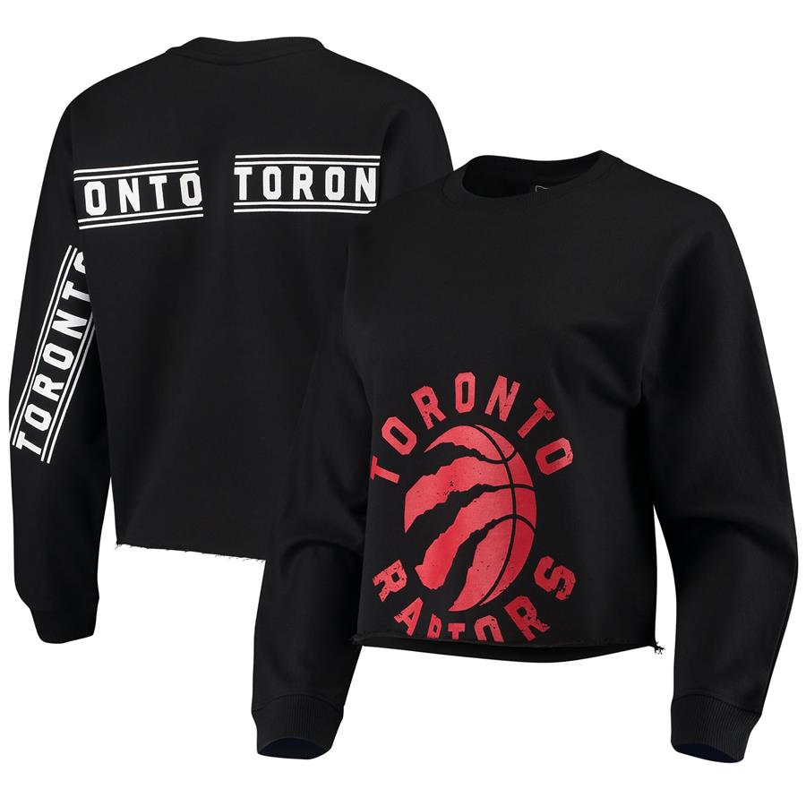 Toronto Raptors FISLL Women's Cropped Long Sleeve T-Shirt - Black