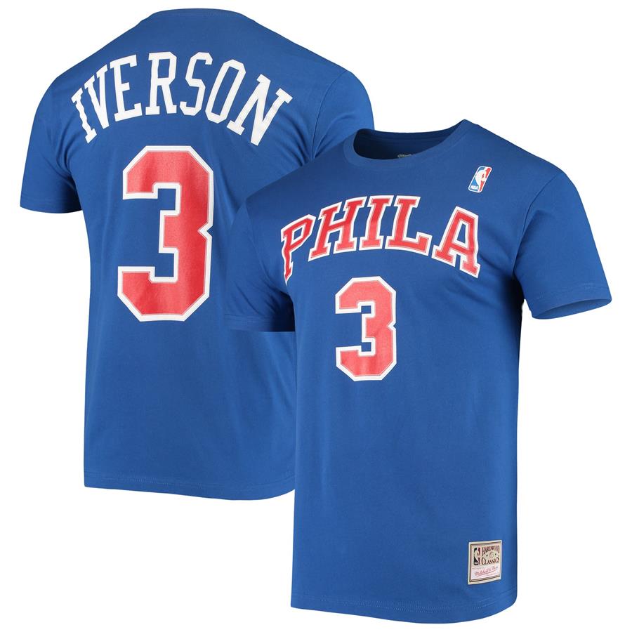 Allen Iverson Philadelphia 76ers Mitchell & Ness Hardwood Classics Name & Number Player T-Shirt - Royal