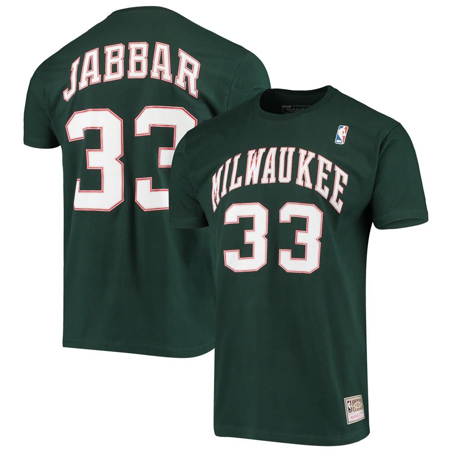 Kareem Abdul-Jabbar Milwaukee Bucks Mitchell & Ness Hardwood Classics Name & Number Player T-Shirt - Green