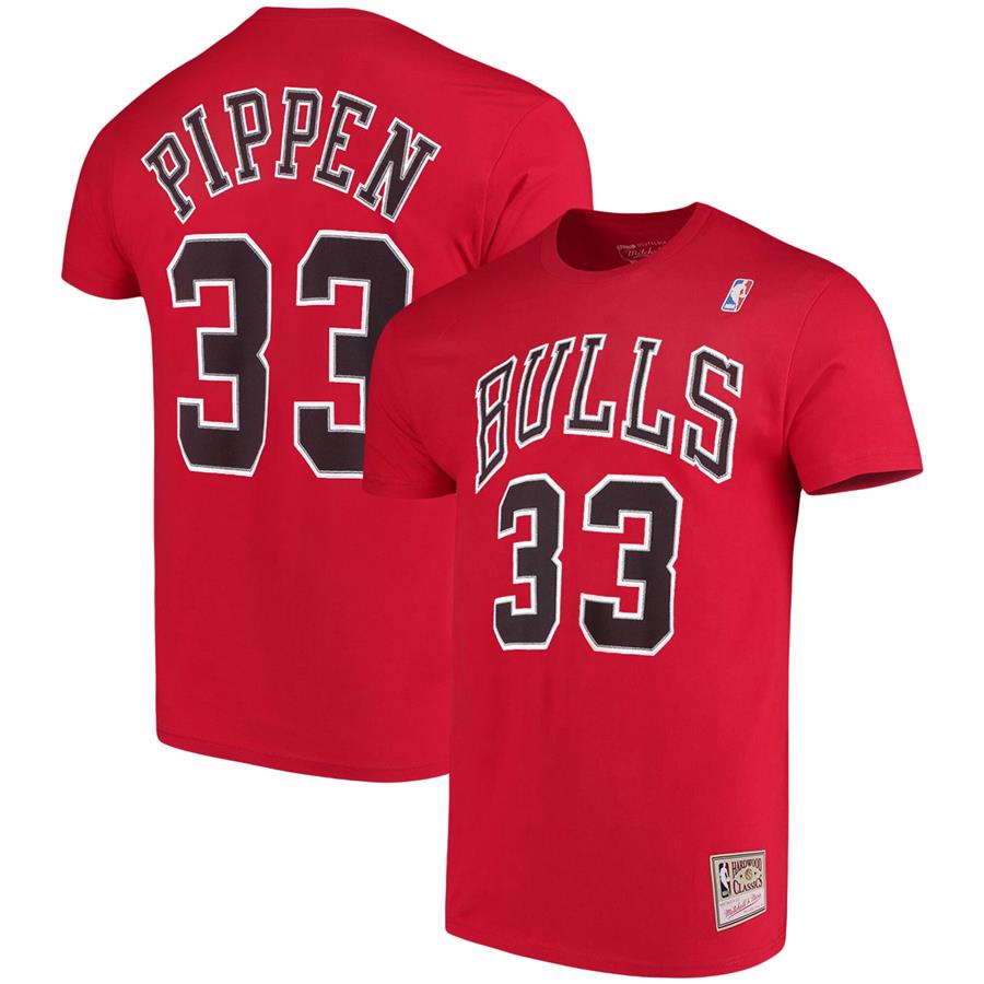 Scottie Pippen Chicago Bulls Mitchell & Ness Hardwood Classics Name & Number Player T-Shirt - Red